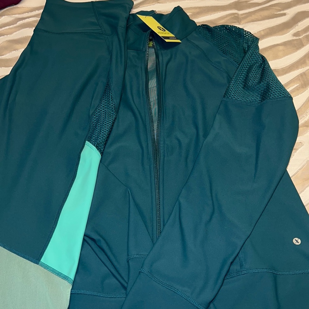 2pc set workout suit track leggings jacket 💚